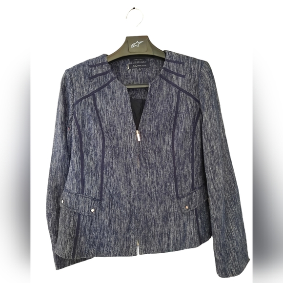 Anne Klein SZ 14 Navy Blue Lined Blazer Suit Jacket - Picture 1 of 7